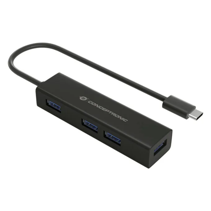 CONCEPTRONIC 4-Port Hub USB-C3.2Gen1- to 4xA3.0 o.Netz. sw — image 1