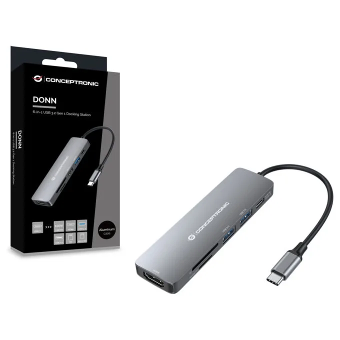 CONCEPTRONIC 6-1 Dock USB-C- to HDMI 2xUSB-A SD TF + 15cm gr — image 3