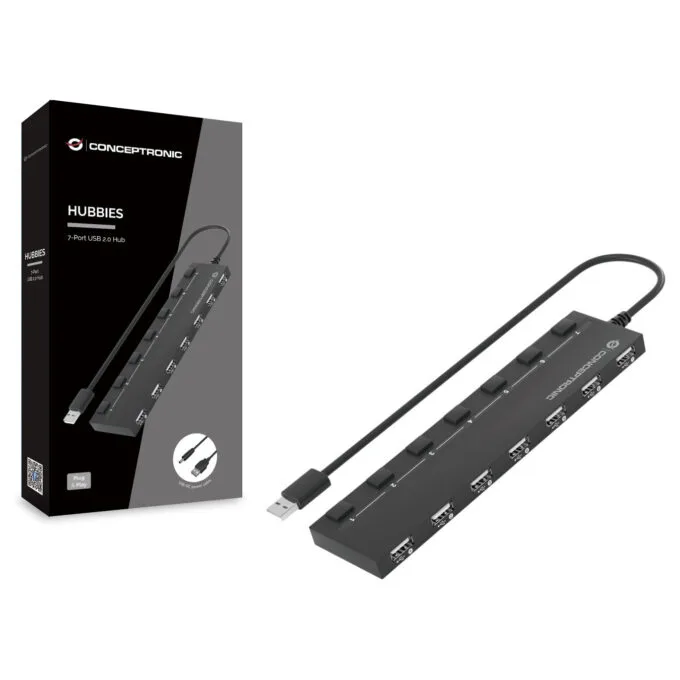 CONCEPTRONIC 7-Port Hub USB-A2.0- to 7xA2.0 DC o.Netz. sw — image 2