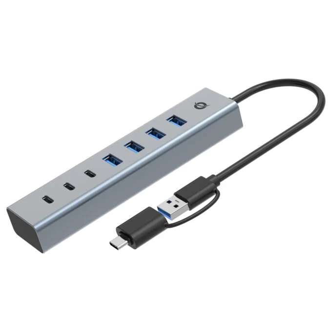CONCEPTRONIC 7-Port Hub USB-A3.0 -C Adap.- to 4xA3.0+m.Netz. gr — image 2