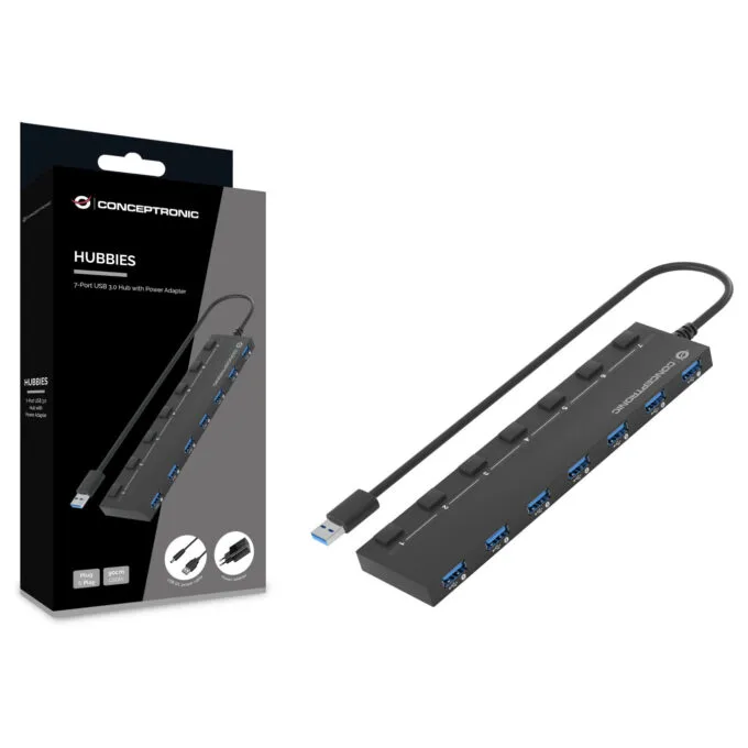 CONCEPTRONIC 7-Port Hub USB-A3.0- to 7xA3.2Gen1 DC m.Netz. sw — image 2