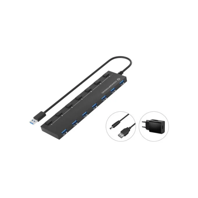 CONCEPTRONIC 7-Port Hub USB-A3.0- to 7xA3.2Gen1 DC m.Netz. sw — image 1