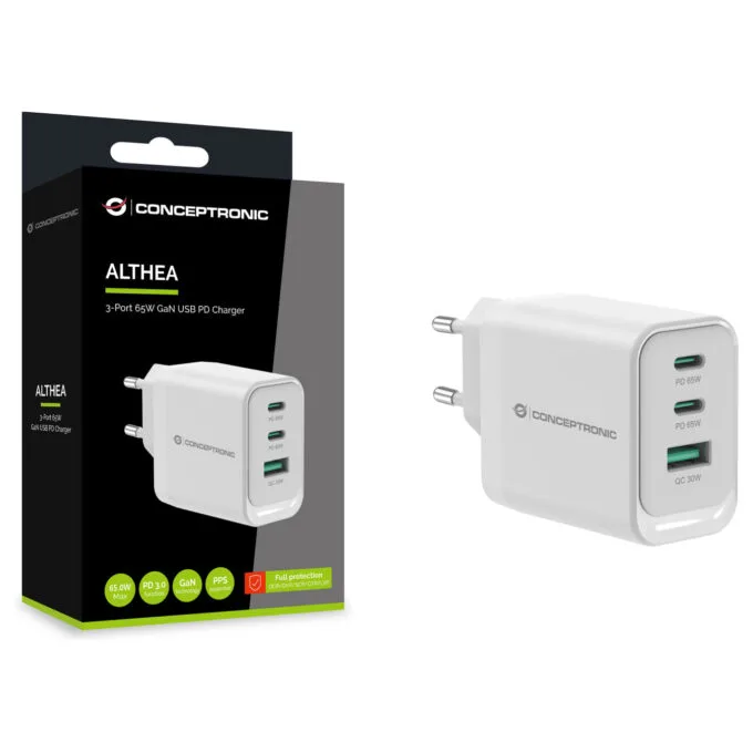 CONCEPTRONIC Ladegerät 3Port GaN 2xUSB-C 1xA 65WPD3.0 PPS ws — image 4