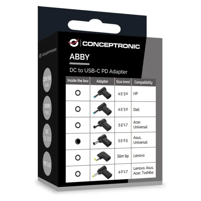 CONCEPTRONIC USB-C PD100W- to Asus Uni.5.5x2.5mm Adap.18-20V sw — image 3