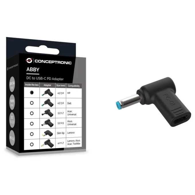 CONCEPTRONIC USB-C PD100W- to HP 4.5x3.0mm Adap.18-20V sw — image 3