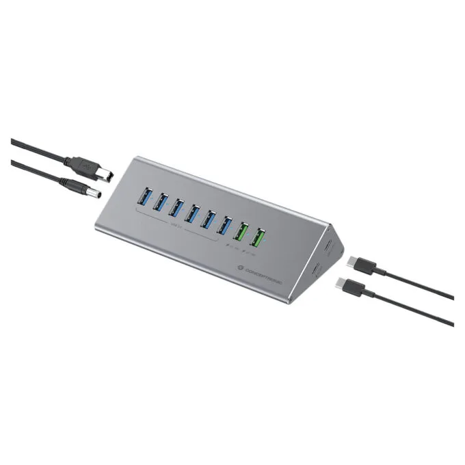 CONCEPTRONIC10-Port Hub USB-A3.0 -C Adap.- to 6xA3.0+m.Netz. gr — image 1