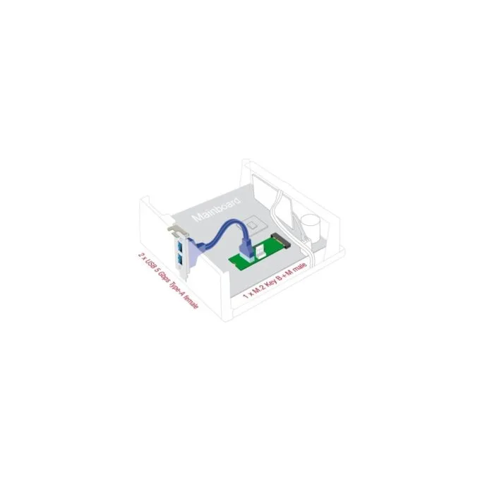 Converter M.2 Key B+M connector to 2 x USB 5 Gbps Type-A - interface extension — image 5