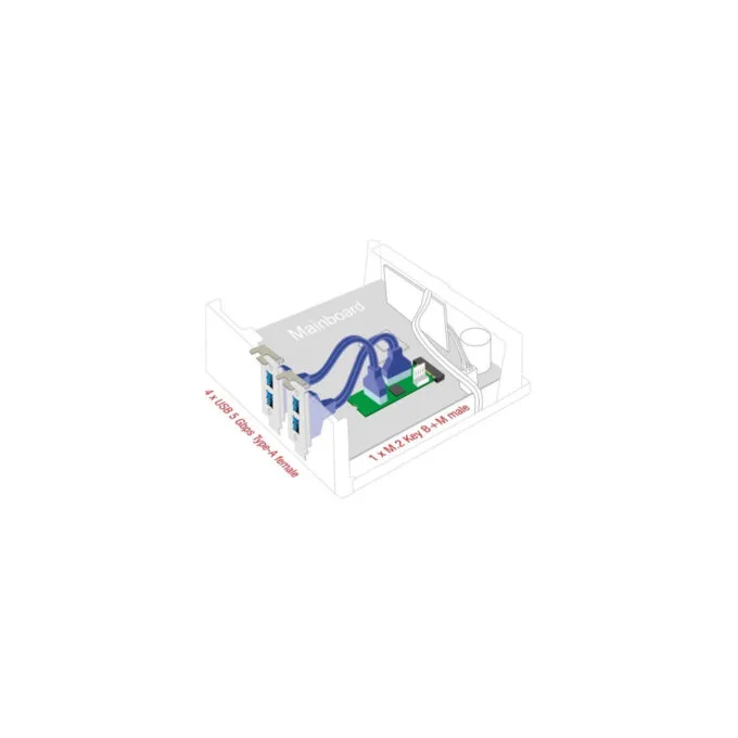 Converter M.2 Key B+M connector to 4 x USB 5 Gbps Type-A, interface extension — image 4