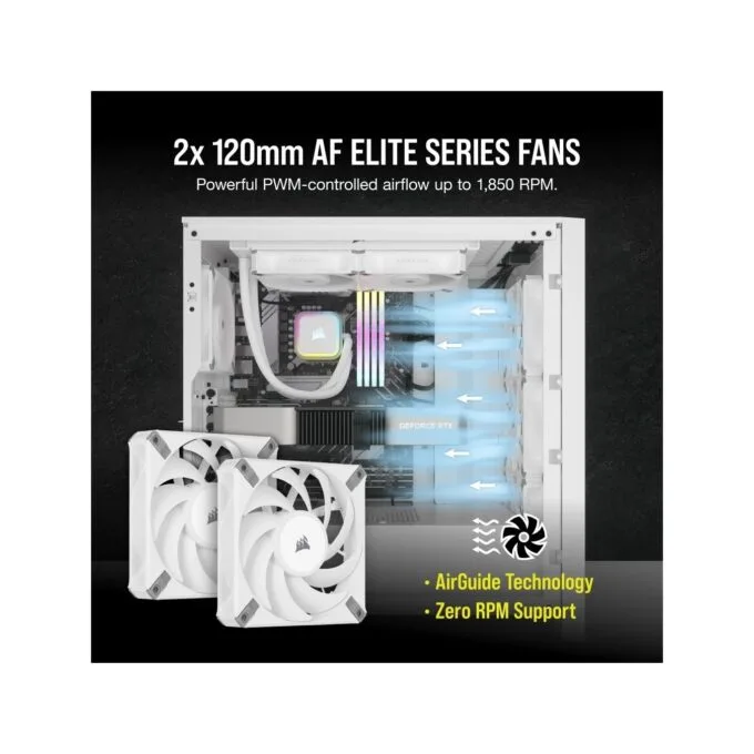 Corsair iCUE H100i RGB Elite White 240mm AIO Liquid CPU Cooler — image 6