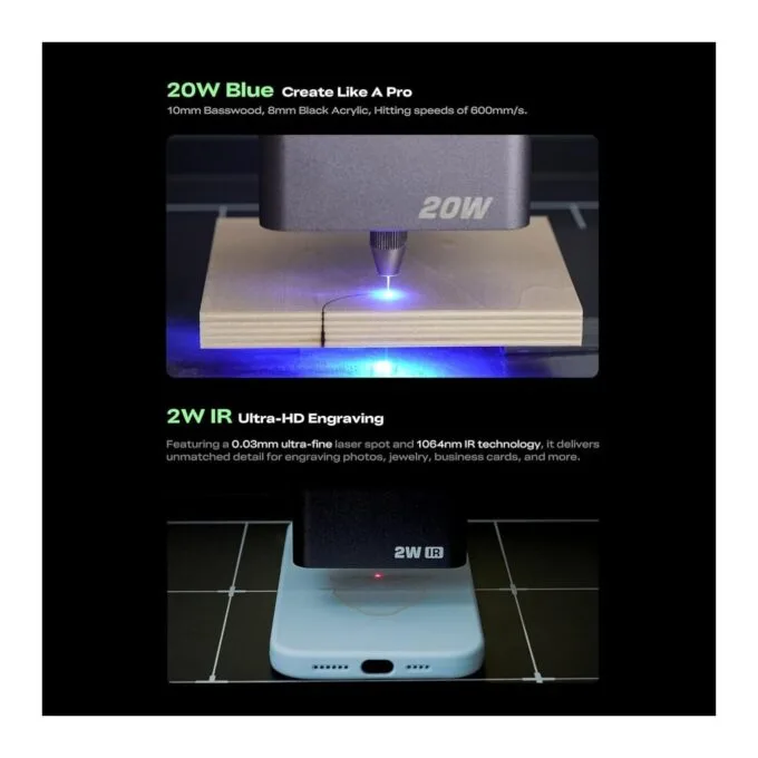 Creality Falcon - A1 Pro - 20W Laser Engraver, 20W Blue & Optional 2W IR laser module 358x268 — image 7