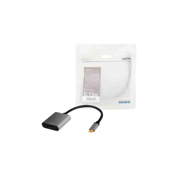 CUA0102 USB TYPE-C ADAPTER, C M TO DP F, 4K, ALU,BLACK GREY, 0.15M LOGILINK — image 5
