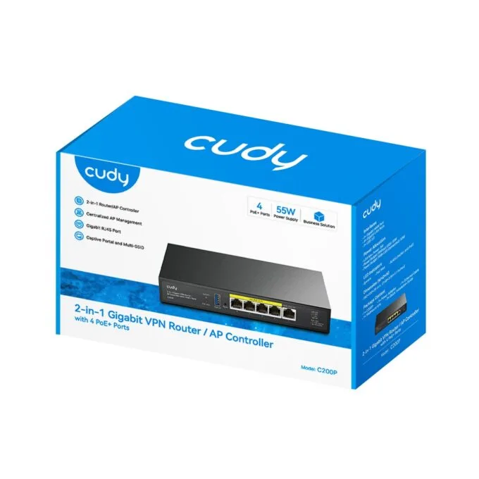 Cudy C200P 1.0 Router/AP Controller - Gigabit VPN 4 PoE+ Ports — image 2