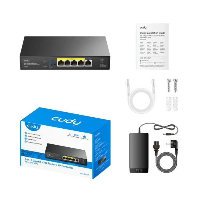 Cudy C200P 1.0 Router/AP Controller - Gigabit VPN 4 PoE+ Ports — image 3