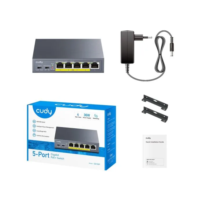 Cudy Switch PoE Gigabit 4PoE + 1GbE Uplink 30W - GS105P - 4PoE + 1GbE Uplink 30W — image 2