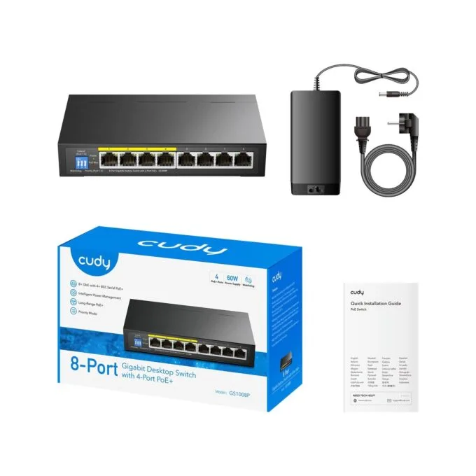 Cudy Switch PoE Gigabit - GS1008P - 4PoE + 4GbE Uplink 60W — image 2