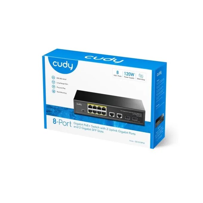 Cudy Switch PoE Gigabit - GS1010PS2 - 8PoE + 2GbE + 2SFP Uplink 120W — image 4