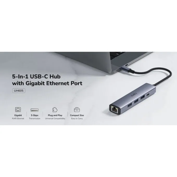 Cudy UH605 USB-C Hub - 1x Gigabit LAN 3x USB-A 1x USB-C Power — image 3