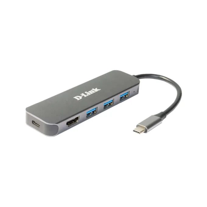 D-Link 5-in-1 USB-C Hub - DUB-2333 - HDMI 4K, 60W Power Delivery, 3x USB-A, USB-C, Grey — image 1