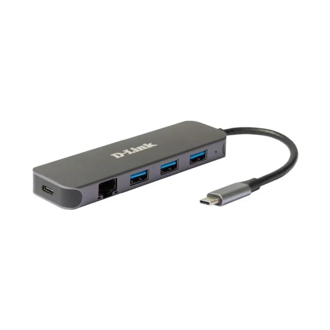 D-Link 5-in-1 USB-C Hub with Gigabit Ethernet - DUB-2334 - Grey, 60W PD — image 1