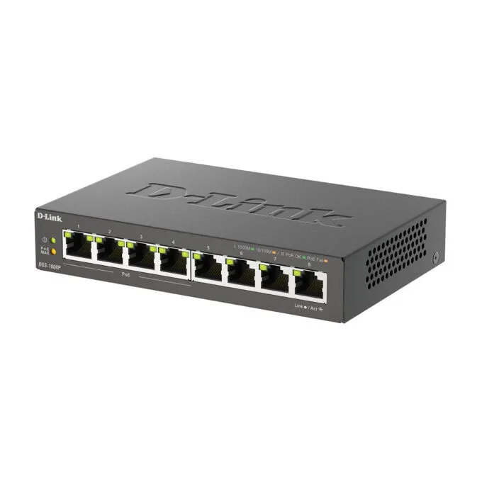 D-Link DGS-1008P - 8-Port Gigabit PoE+ Unmanaged Switch - Black Metal Desktop, 4 PoE+ Ports, 60W Budget — image 4