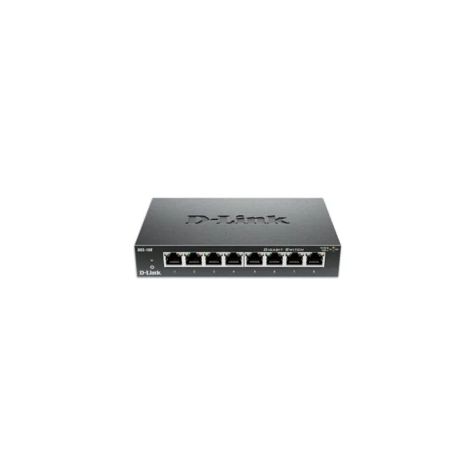 D-Link DGS-108 8-Port Gigabit Ethernet Switch - DGS-108 - Fanless, Unmanaged, Desktop — image 1
