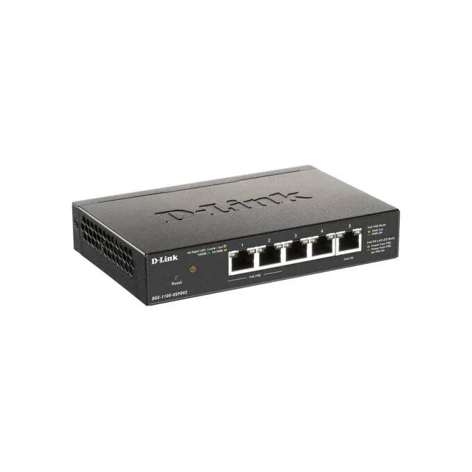 D-Link DGS-1100-05PDV2 - 5-Port Gigabit Smart PoE Switch (2 PoE ports, 18W/port) - Black — image 3