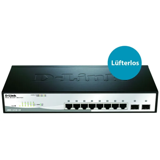 D-Link DGS-1210-10 - 8-Port Managed Gigabit L2 Switch - 2x SFP, 1U Rackmount, Black/Grey — image 3