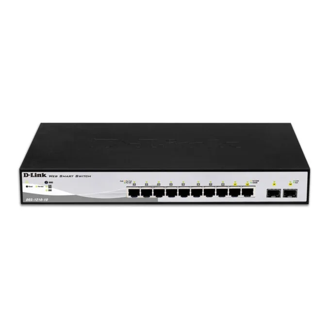 D-Link DGS-1210-10 - 8-Port Managed Gigabit L2 Switch - 2x SFP, 1U Rackmount, Black/Grey — image 1