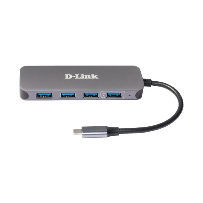 D-Link USB-C Hub - DUB-2340 - 4x USB 3.0, 1x USB-C, 60W Power Delivery, Grey — image 2