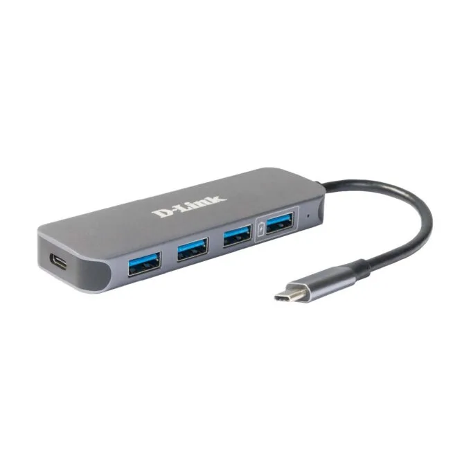 D-Link USB-C Hub - DUB-2340 - 4x USB 3.0, 1x USB-C, 60W Power Delivery, Grey — image 1