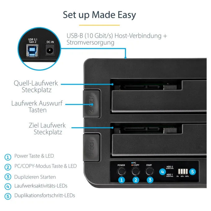 D StarTech USB 3.1 HDD DUPLICATOR DOCK — image 12