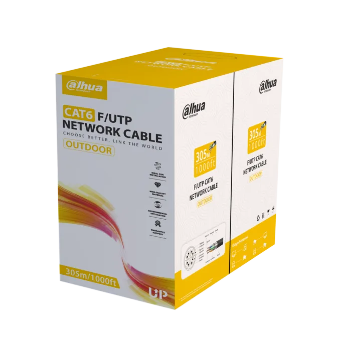 Dahua CAT6 OFC FTP Cable 305m 0.57mm Black Outdoor - PFM920-6F - Cat6, OFC, FTP, 305m, 0.57mm, Black, Outdoor — image 1