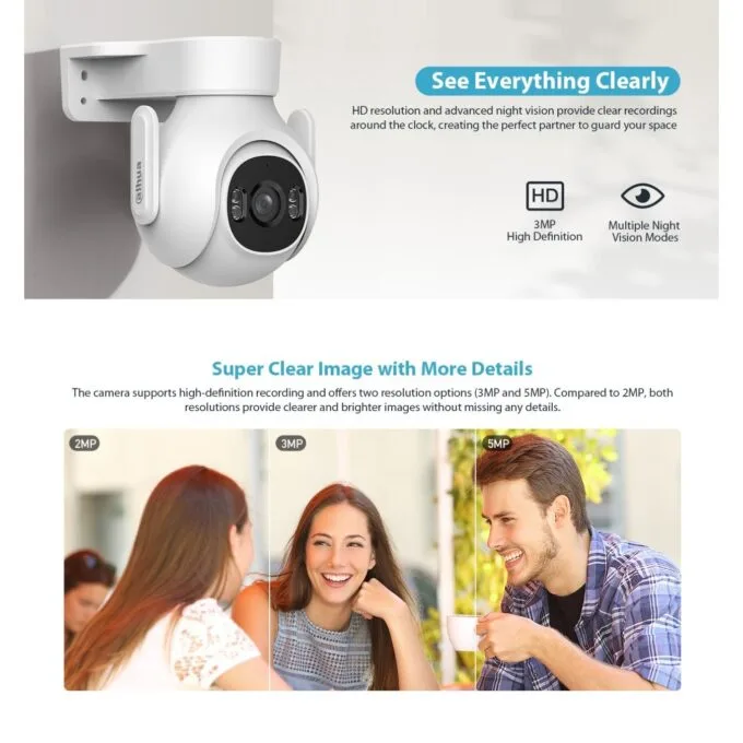 Dahua IP 3.0MP 3.6mm Wifi PT Dome Dual Illumination - P3B-PV - 3.0MP, 3.6mm, Wifi, PT Dome, Dual Illumination — image 3