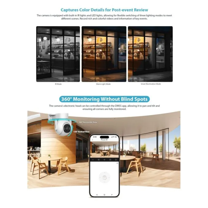 Dahua IP 3.0MP 3.6mm Wifi PT Dome Dual Illumination - P3B-PV - 3.0MP, 3.6mm, Wifi, PT Dome, Dual Illumination — image 4