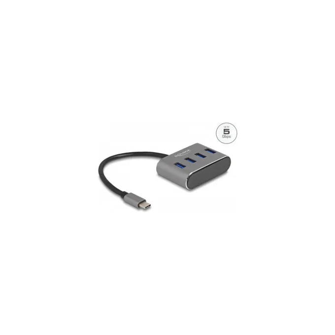 DELOCK 4 Port USB 3.2 Gen 1 Hub mit USB Type-C Anschluss - USB Typ-A Buchsen oben — image 1