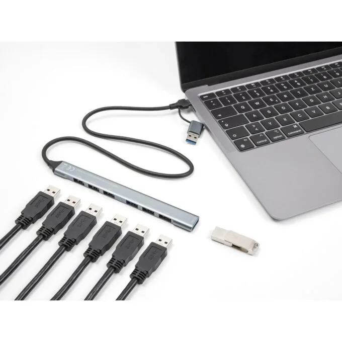 DELOCK 7-Port Slim USB Hub with USB-C or USB-A: 1x USB 5 Gbps Type-A + 6x USB 2.0 Type-A — image 3