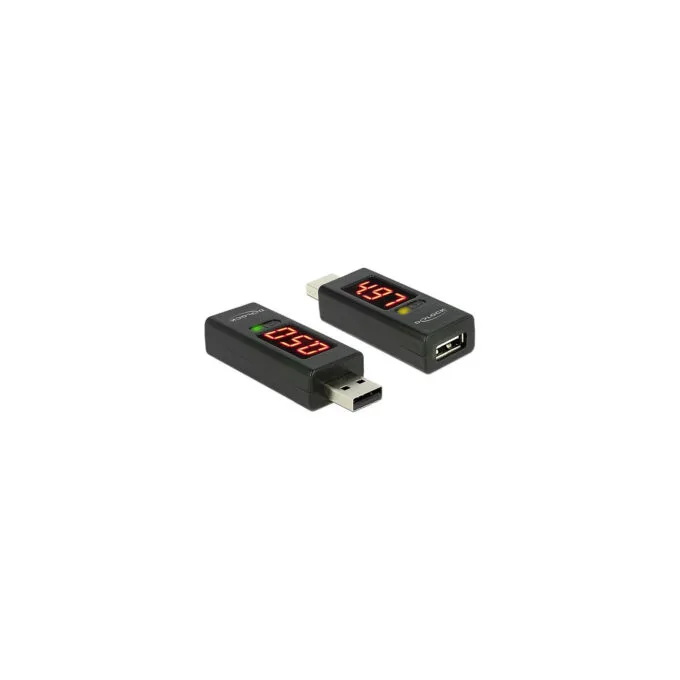 Delock Adapter USB 2.0 A Stecker to A Buchse mit LED Anzeige für Volt und Ampere — image 1
