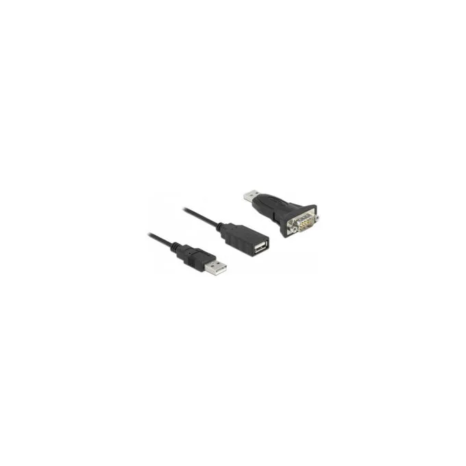 Delock Adapter USB 2.0 Typ-A zu 1 x Seriell RS-232 D-Sub 9 Pin Stecker mit Muttern — image 1