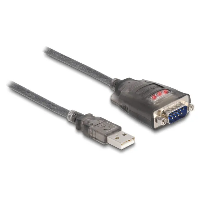 Delock Adapter USB 2.0 Typ-A zu 1 x Seriell RS-232 D-Sub 9 Pin Stecker mit Muttern mit 3 x LED 3 m — image 1