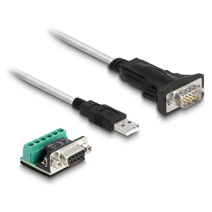 Delock Adapter USB 2.0 Typ-A zu 1 x Seriell RS-422 485 Stecker mit 6 Pin Terminalblock Adapter 5 V 1.8 m — image 1