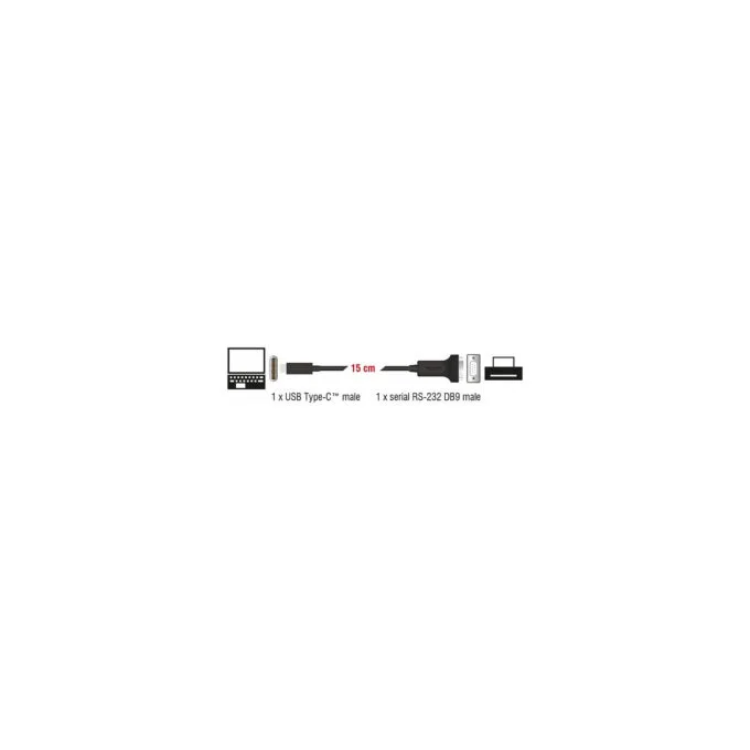 Delock Adapter USB Type-CTM zu 1 x Seriell RS-232 D-Sub 9 Pin Stecker mit Muttern 0.25 m — image 3