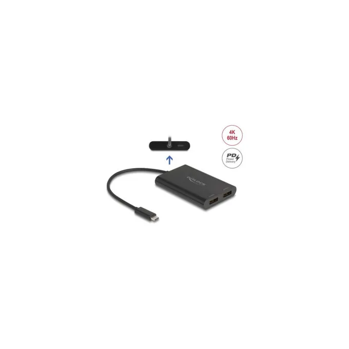 Delock Adapter USB Type-CTM zu 2 x DisplayPort 4K 60 Hz mit DisplayLink® Grafik und USB PD — image 2