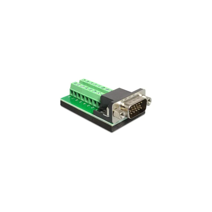 Delock Adapter VGA Stecker to Terminalblock 16 Pin Black. Green. Silver — image 1