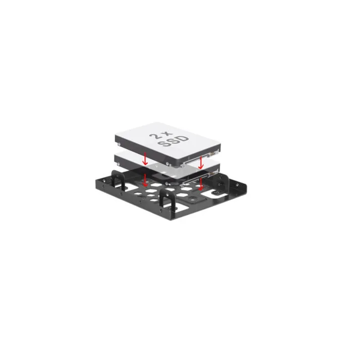 Delock Aluminum Mounting Frame 2x 2.5-inch to 3.5-inch SATA Adapter — image 2