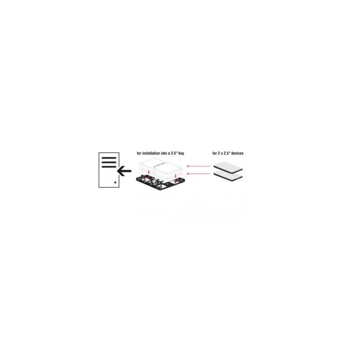 Delock Aluminum Mounting Frame 2x 2.5-inch to 3.5-inch SATA Adapter — image 4