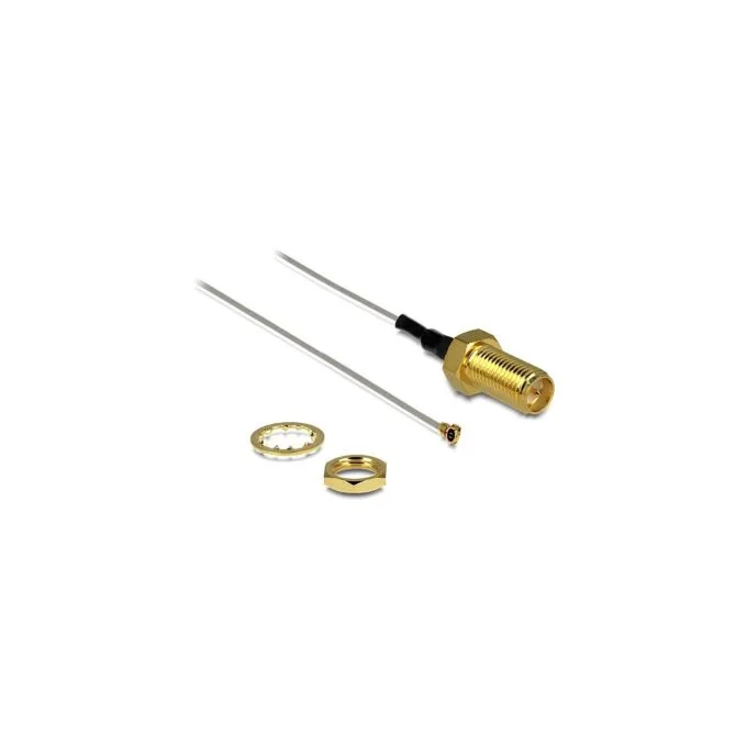 DELOCK Antennenkabel RP-SMA Buchse zum Einbau to MHF IV HSC MXHP32 kompatibler Stecker 200mm 0.81 Gewindelnge 10mm — image 1