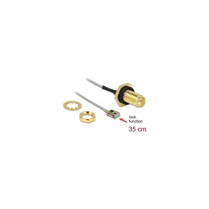 Delock Antennenkabel RP-SMA Buchse zum Einbau zu I-PEX Inc.. MHF® I LK Stecker 1.13 35 cm Gewindelänge 10 mm spritzwa... — image 2
