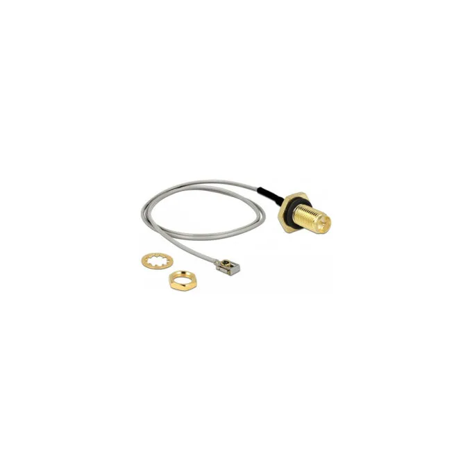 Delock Antennenkabel RP-SMA Buchse zum Einbau zu I-PEX Inc.. MHF® I LK Stecker 1.13 35 cm Gewindelänge 10 mm spritzwa... — image 1