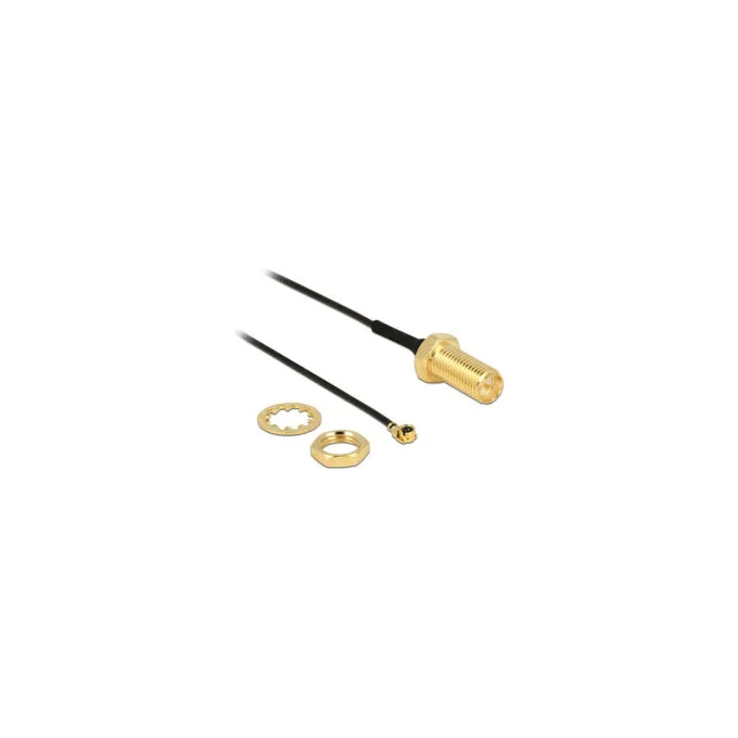Delock Antennenkabel RP-SMA Buchse zum Einbau zu I-PEX Inc.. MHF® I Stecker 1.13 10.0 cm Gewindelänge 10 mm — image 1