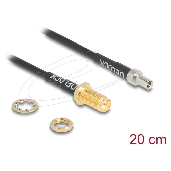 Delock Antennenkabel RP-SMA Buchse zum Einbau zu TS-9 Stecker RG-174 20 cm — image 2